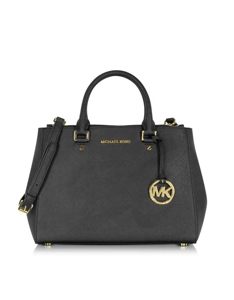 michael kors sutton medium saffiano leather satchel black|Michael Kors edith large satchel.